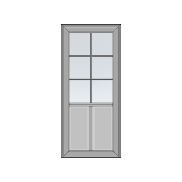 Facadedør 1 glas 2 fyldninger 6 felter Svendborg Vinduer